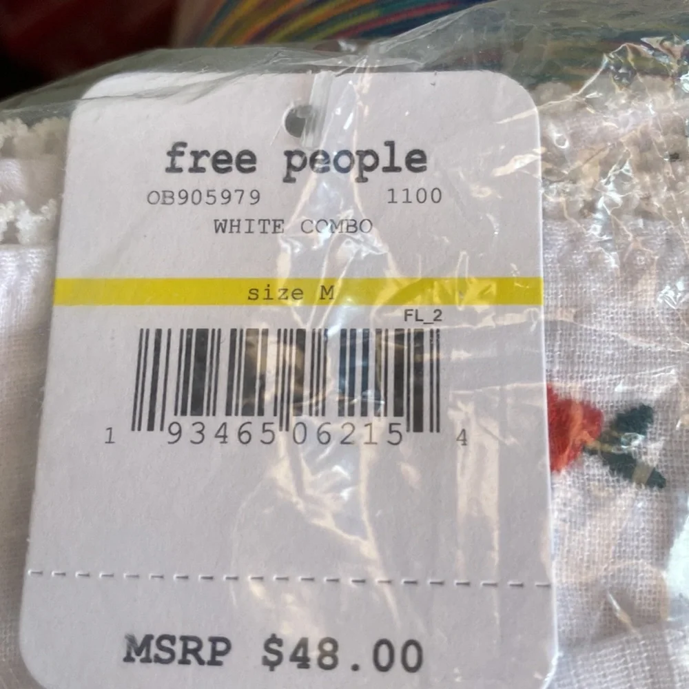 Free People Bralette Combo Red & white lace trim Size Medium - Picture 12 of 12